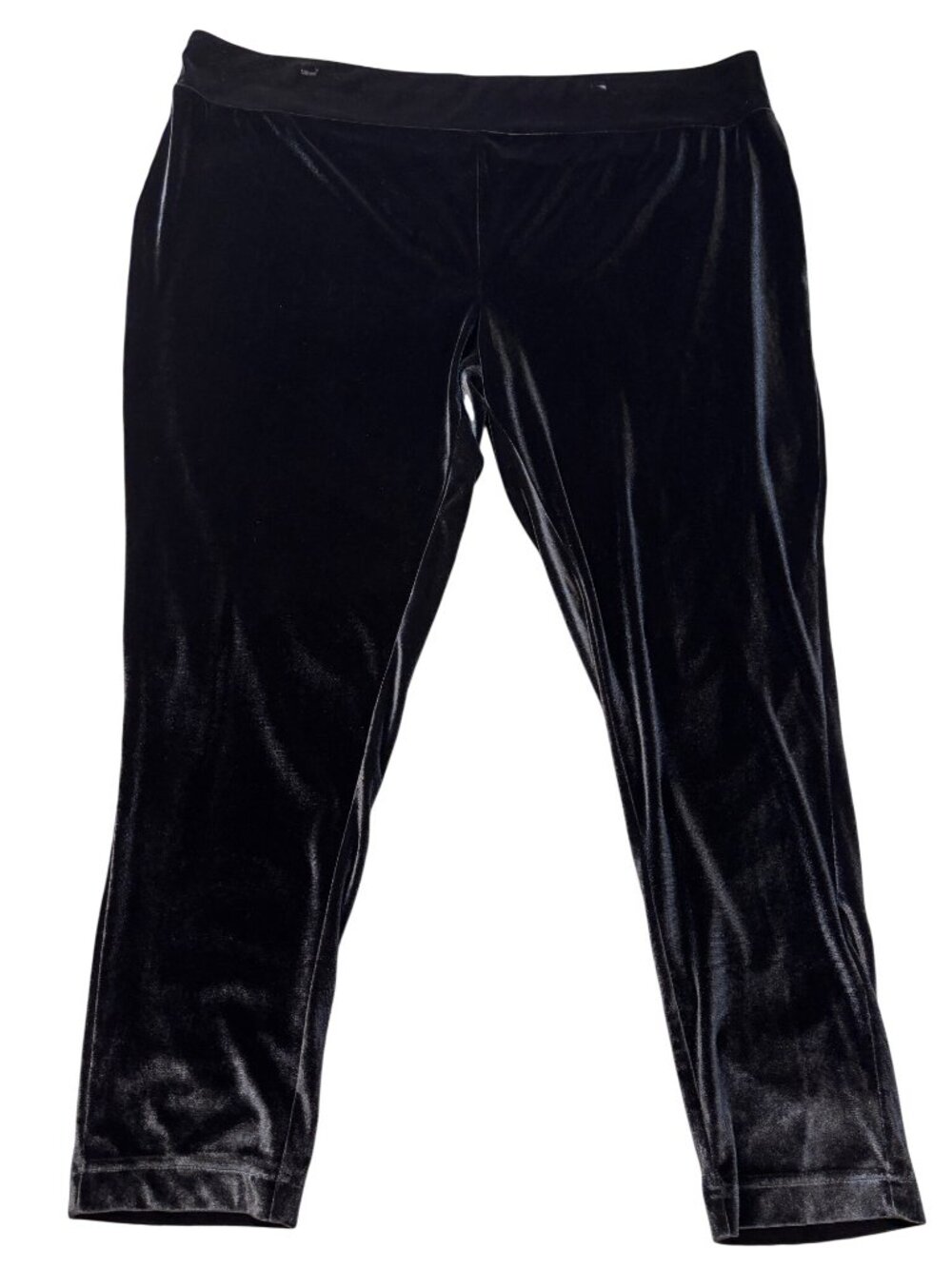 Terra & Sky Womens Black Velvet Stretch Capris Leggings 4X 28W-30W